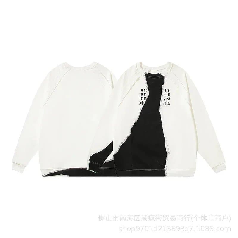 Maison Margiela Hooded Sweatshirt Paint Splatter Print — 白色圆领01
