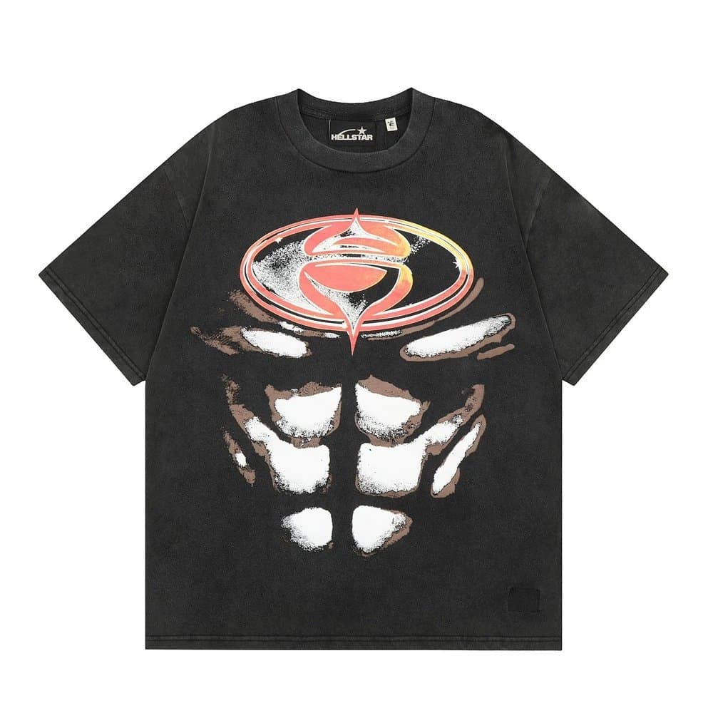 Hellstar QR Crucifix Tee QR Code Print — H906 水洗黑 (数码印)