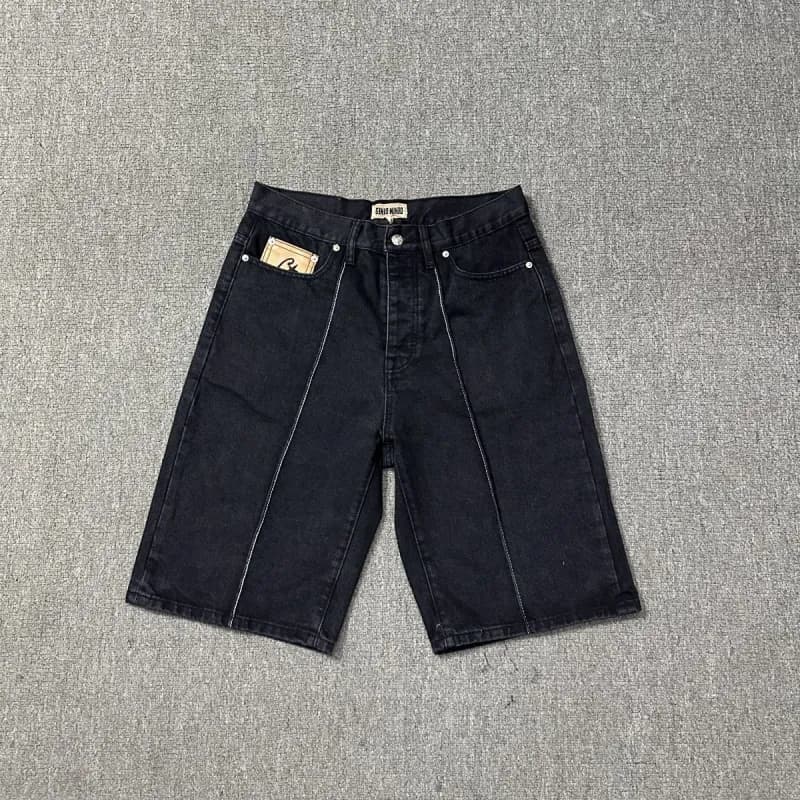 Sacai Denim Shorts Double-Stitch Detail