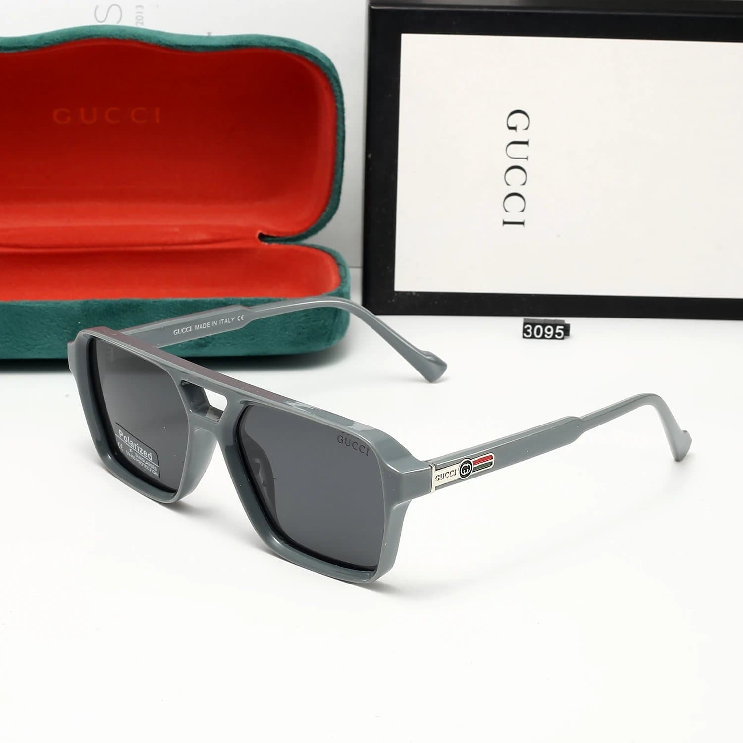 Gucci Square Sunglasses GG Logo Temple — 17