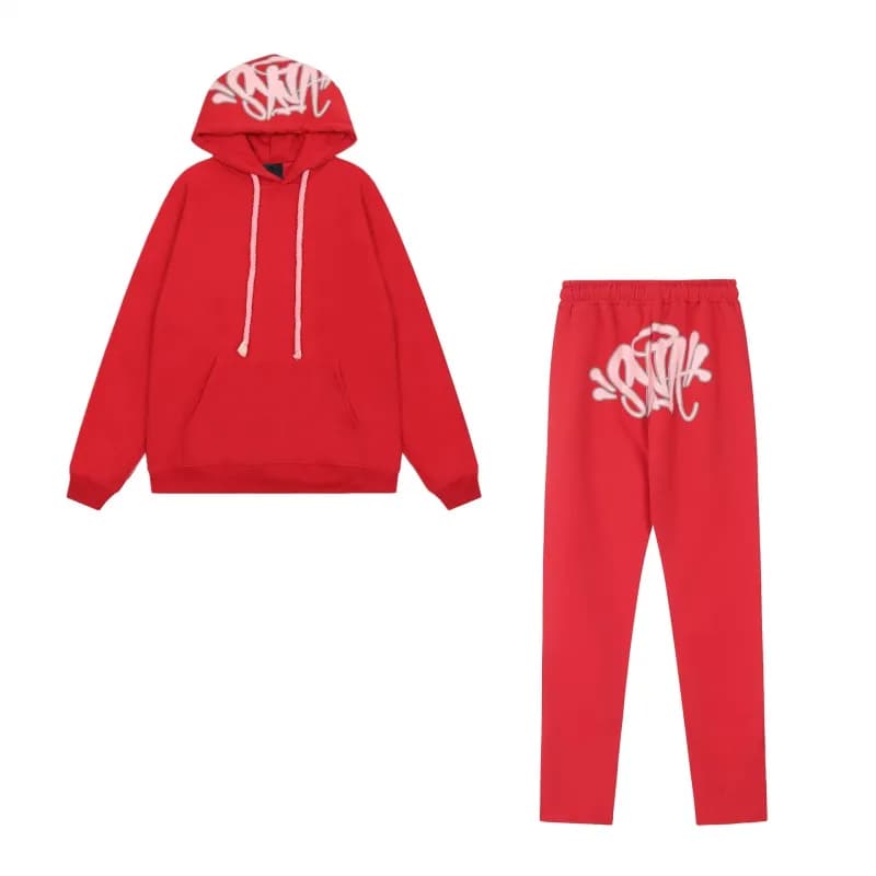 Sp5der Logo Joggers Graffiti Print — 红色套装