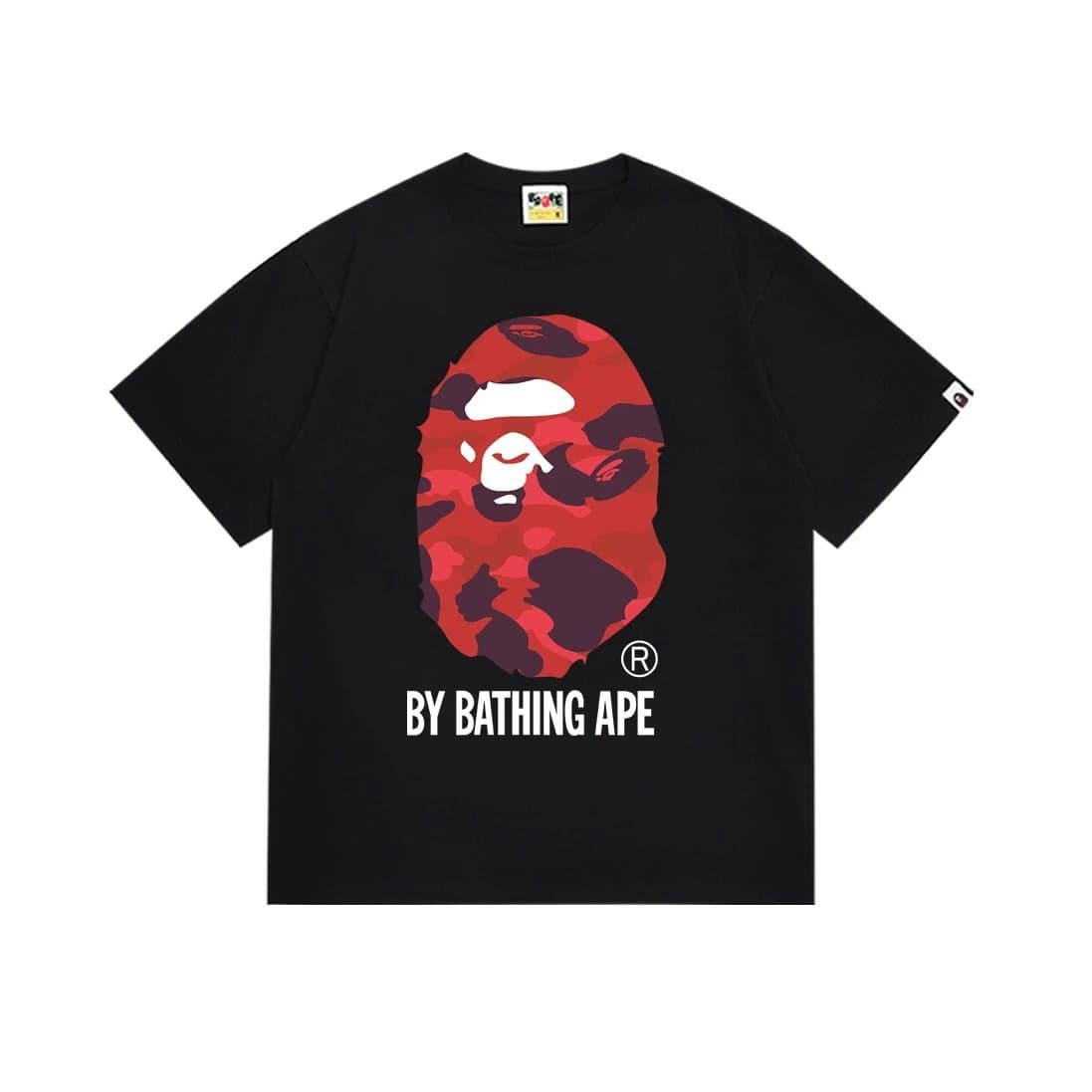BAPE Ape Head Tee Multi Camo Ape — 155 黑红