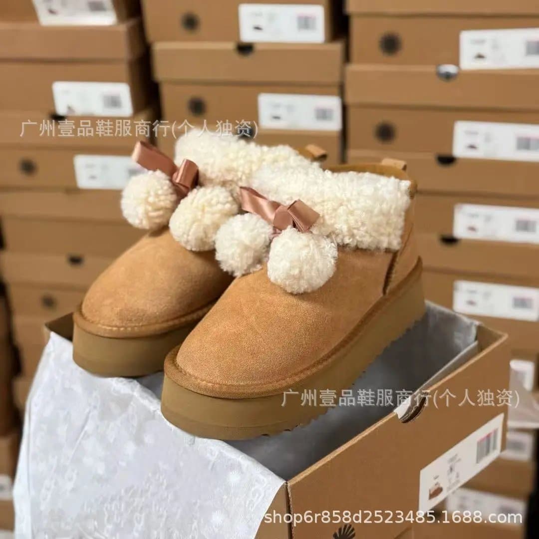 UGG Mini Classic Shearling Lined — mini毛球款栗色3.5cm