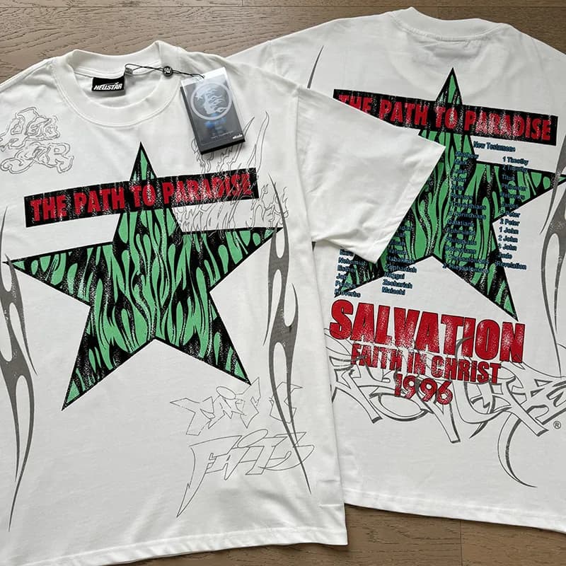 Hellstar Mercy Graphic Tee Blue Crown of Thorns Print — 5610 白色