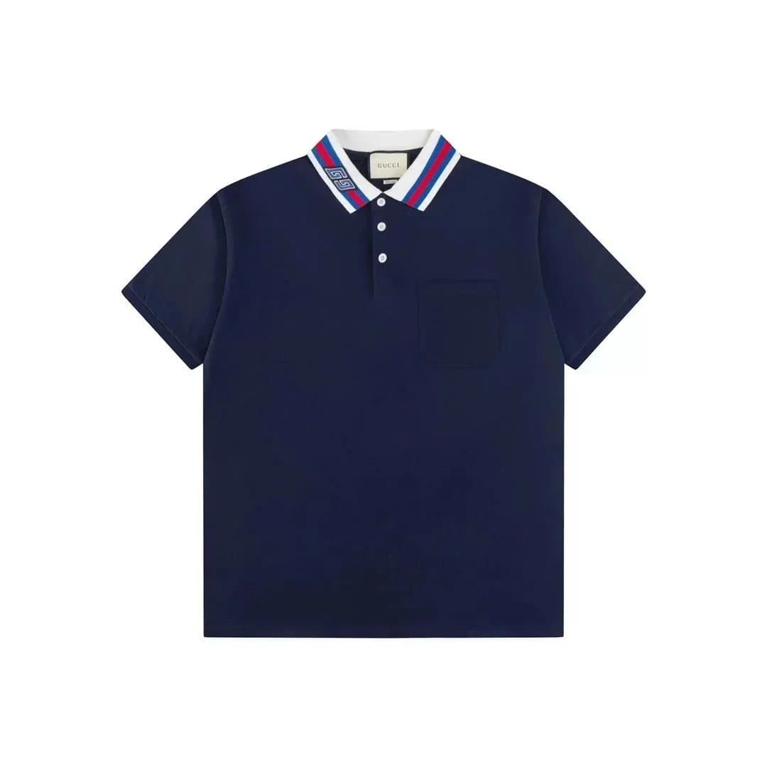 Gucci Polo Shirt Horsebit Print — 深蓝蓝红领002