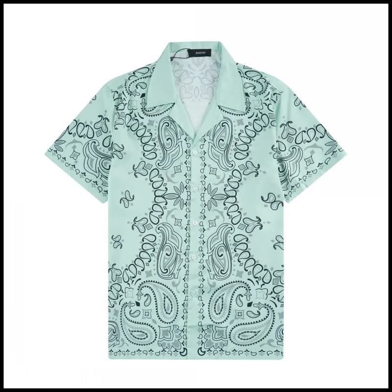 Amiri Paisley Print Shirt Mint Green Paisley