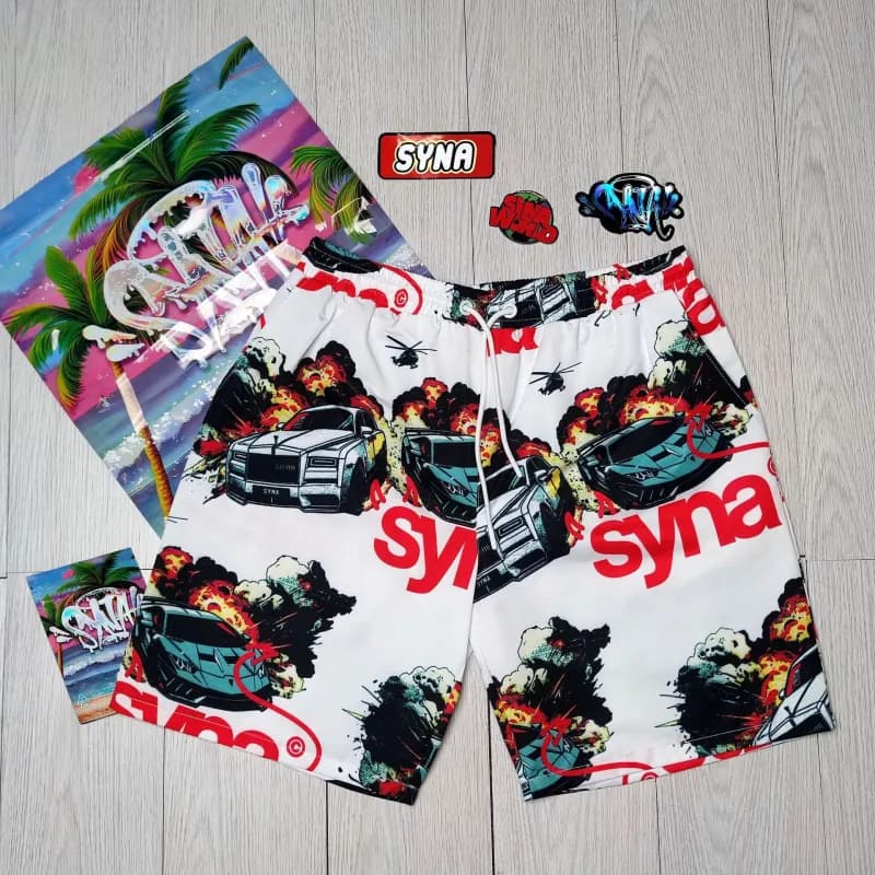 Sp5der Hoodie and Joggers Set Graffiti Print — 46短裤(带配件)