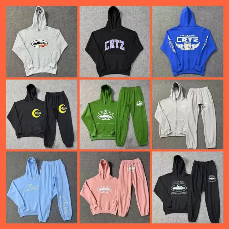 Corteiz Hoodie Script Logo — 810 黑白裤子