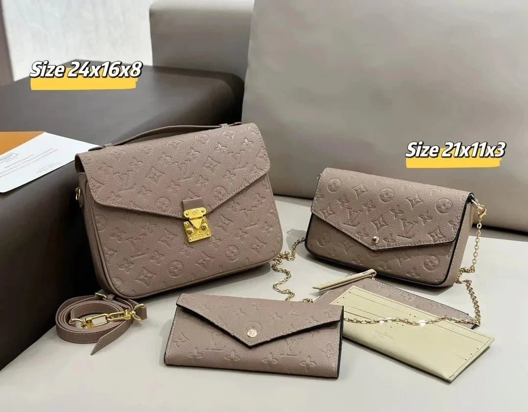Louis Vuitton Neverfull Tote & Mini Bag Set Monogram Empreinte Pink — 80