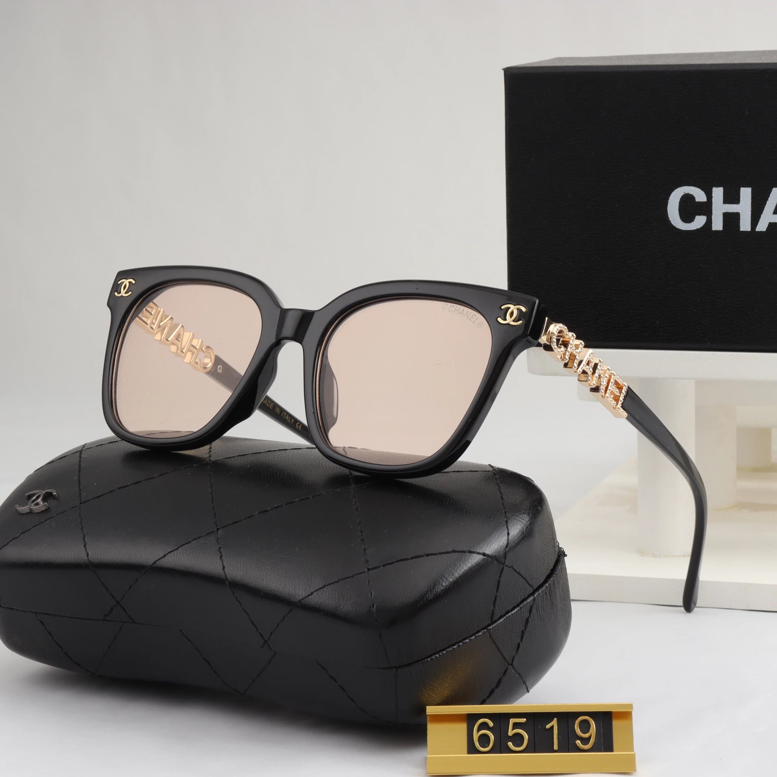Chanel Square Sunglasses Gradient Lens with Chain Temples — 6519-2