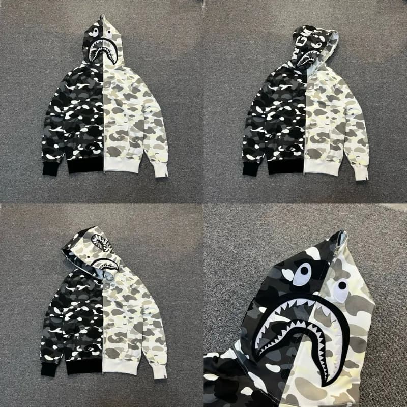 BAPE × MCM Shark Hoodie Camouflage — 黑白XX103