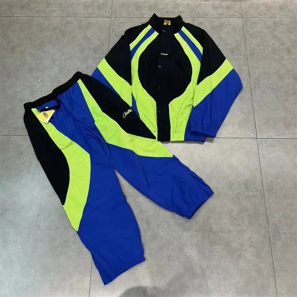 Corteiz Goggle Jacket and Pants Set Color-Block Mesh Panel