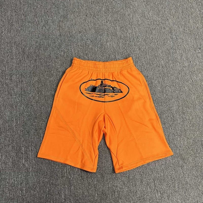 Sp5der Logo Shorts Oval Logo — 橘色