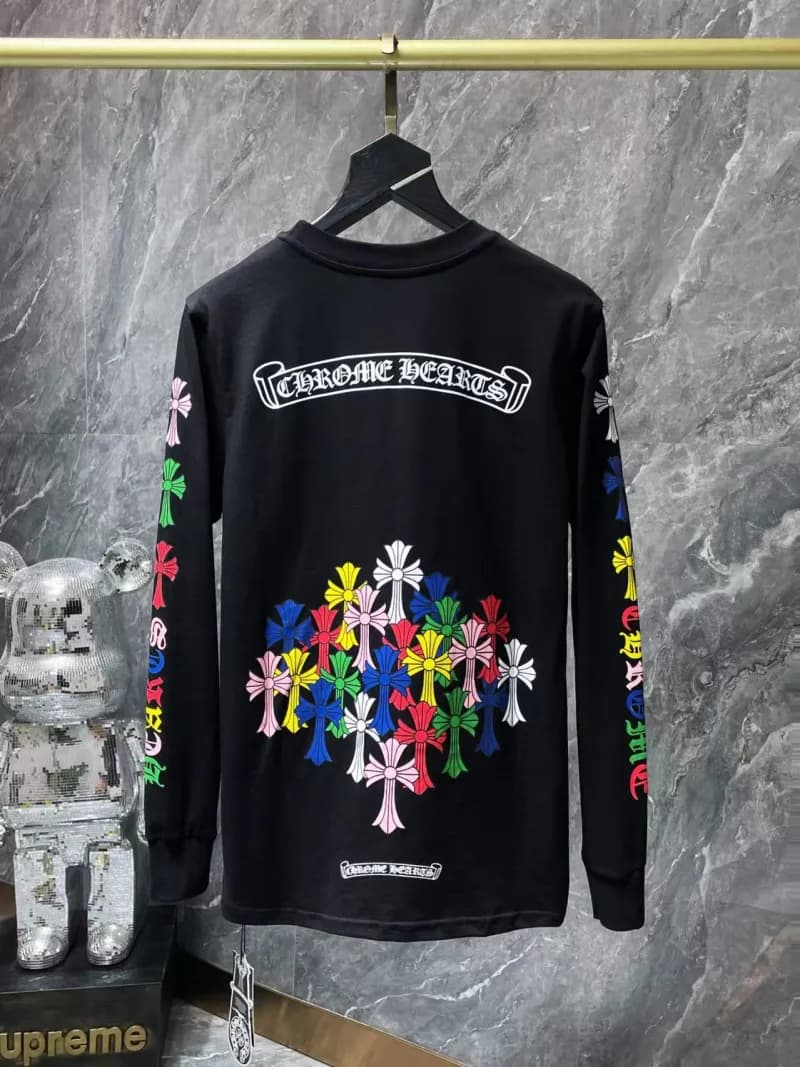 Chrome Hearts Long Sleeve Tee Pink Script Logo — 2108 black