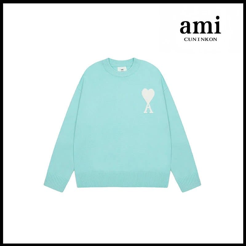 AMI Paris Knit Sweater Heart Logo — 蒂芙尼绿【2115圆领提花款款】