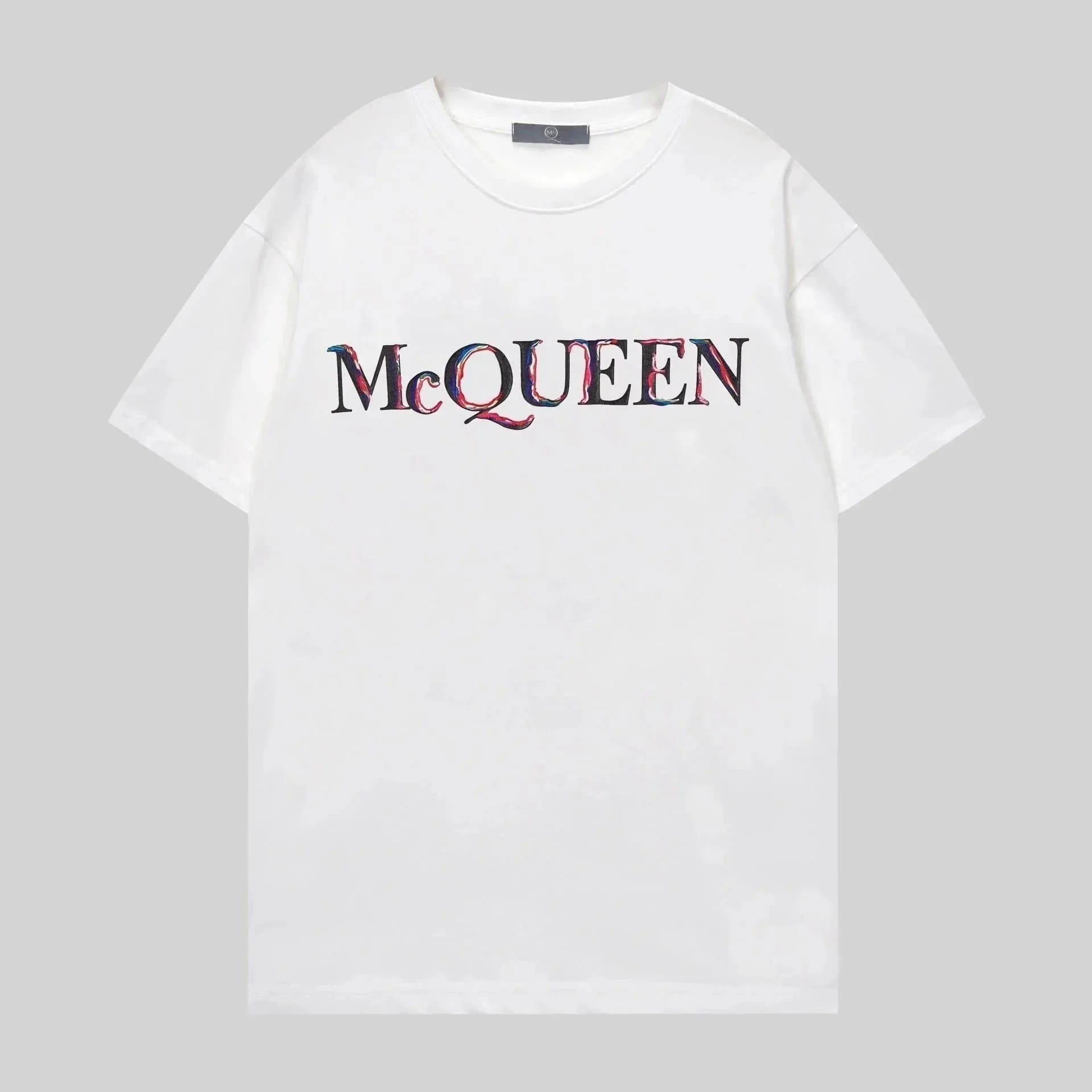 Alexander McQueen Logo T-Shirt Brushstroke MCQUEEN — G1052白*Top quality