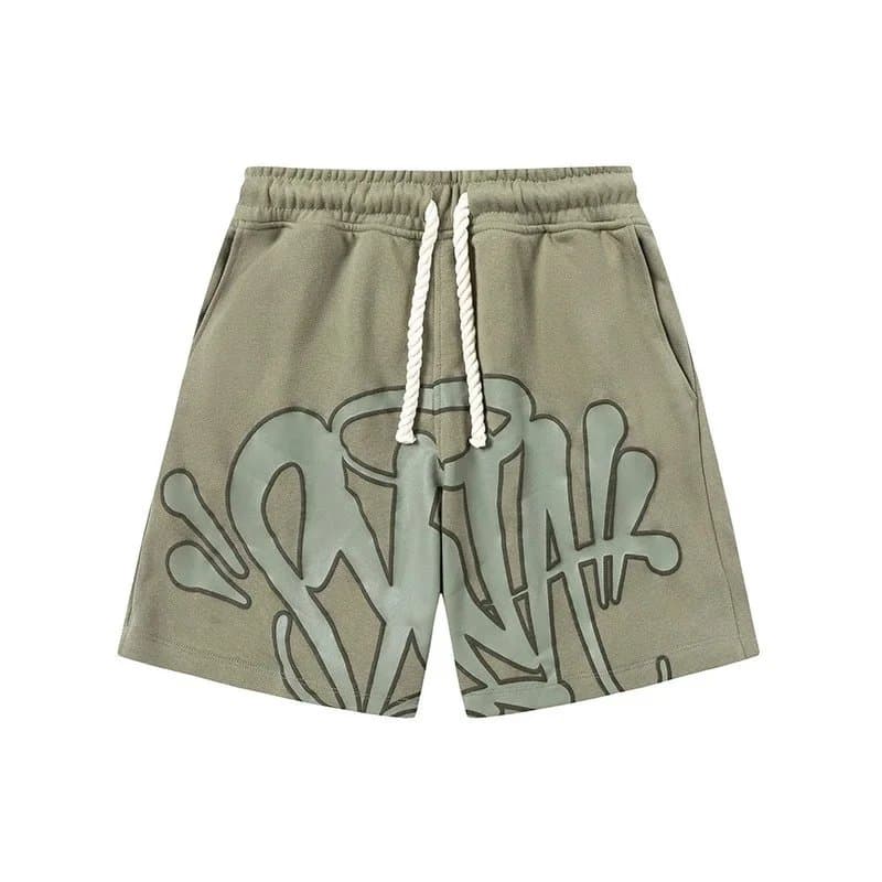 Gallery Dept. Graffiti Shorts Olive with Outline Print