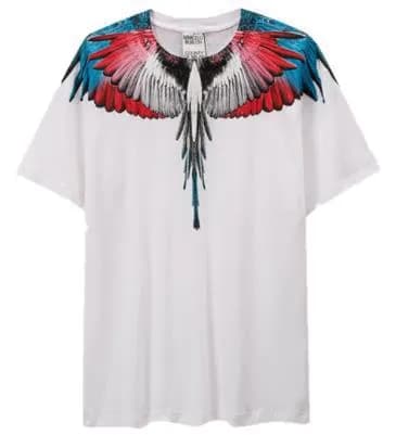 Versace Wings T-Shirt Multicolor Wings Print — D41 blue red white white