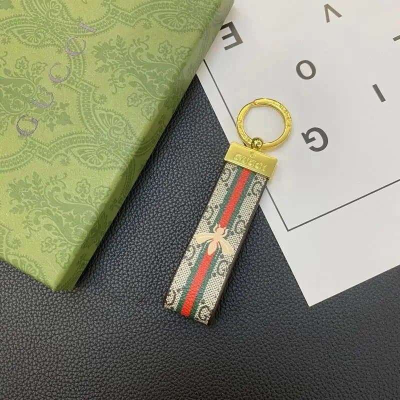 Gucci Web Stripe Keychain Bee Motif