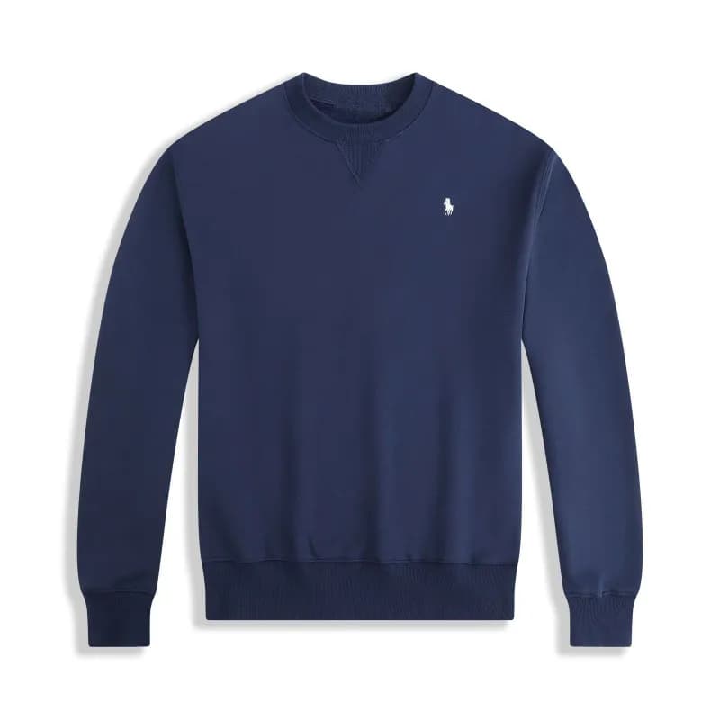 Polo Ralph Lauren Full-Zip Hoodie Heather Grey — 圆领宝蓝白标