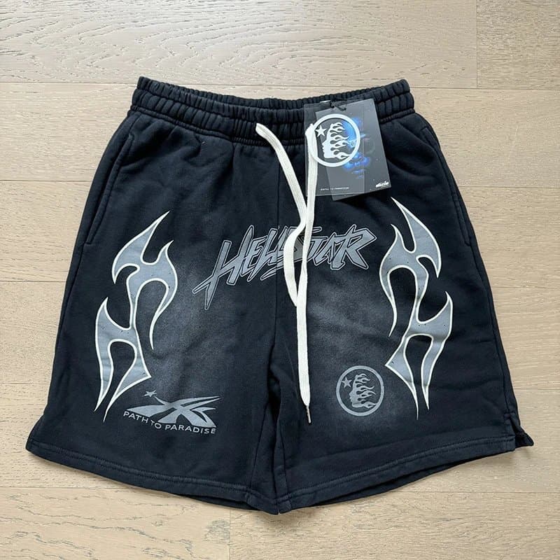 Hellstar Graphic Shorts Flame Logo Print — 701 黑色