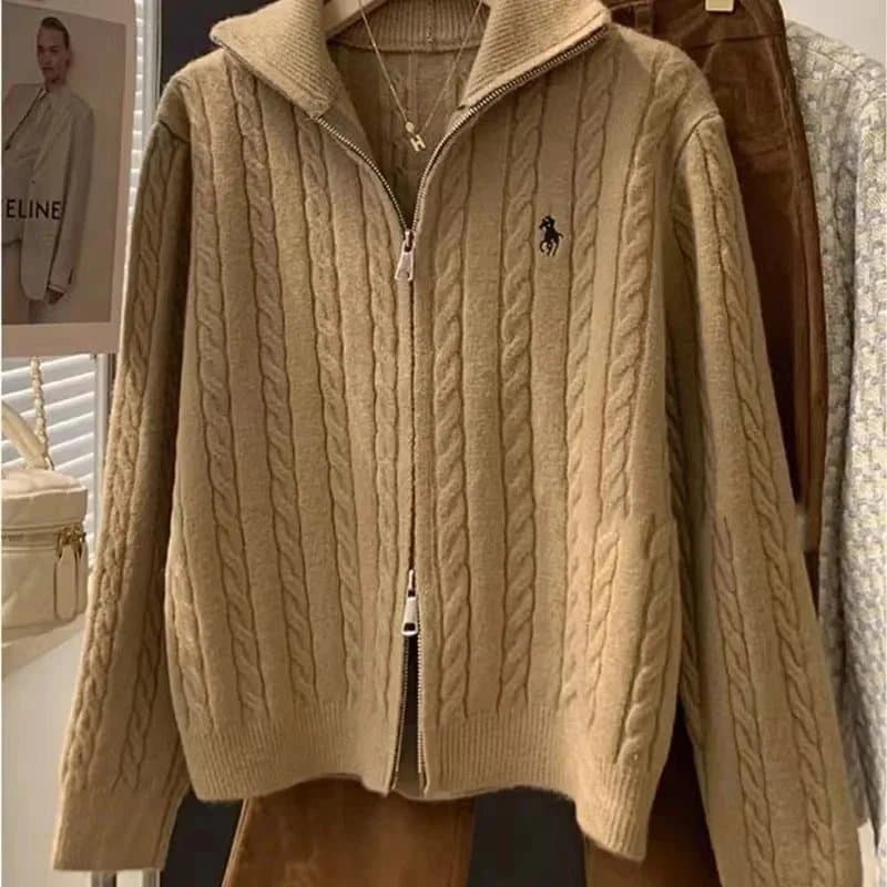 Polo Ralph Lauren Classic Fit Full-Zip Jacket Polo Pony Logo — 26女-卡其色