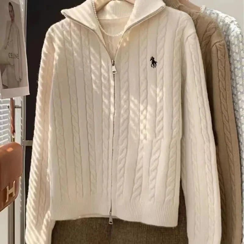 Polo Ralph Lauren Classic Fit Full-Zip Jacket Polo Pony Logo — 25女-米白