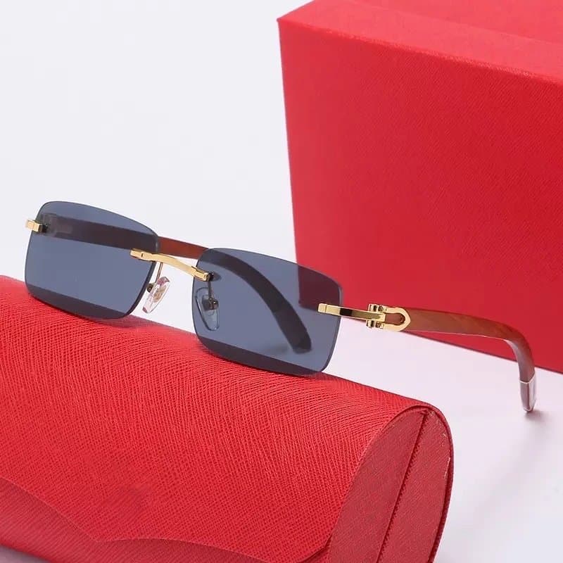 Cartier Sunglasses Rimless Square — 带LOGO带盒子 · C1 金框黑片