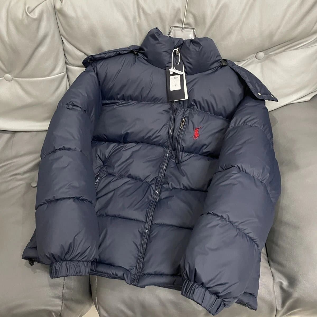 Burberry Puffer Jacket Checkered Hood Lining — 宝蓝色 羽绒服