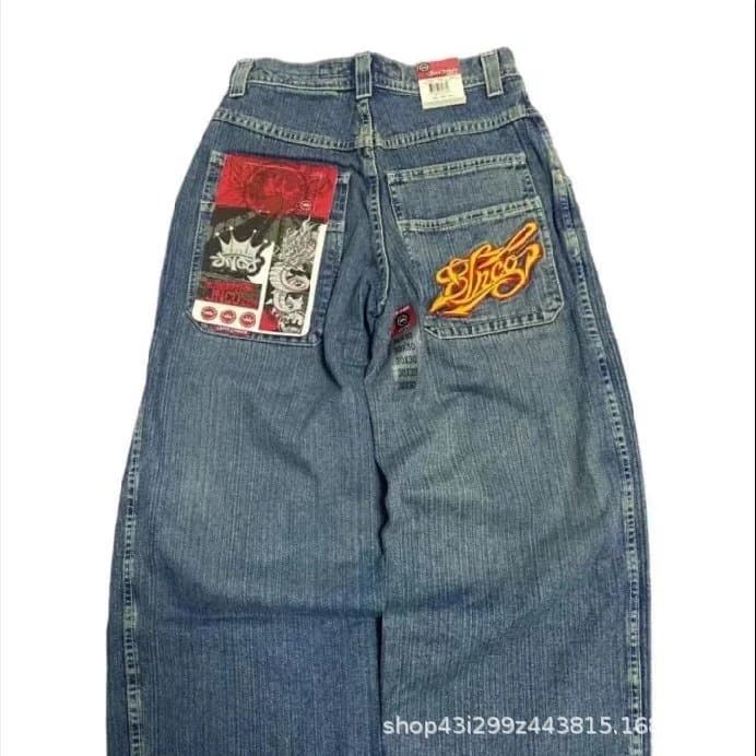 Supreme Low Rise Baggy Jeans Embroidered — N15蓝色