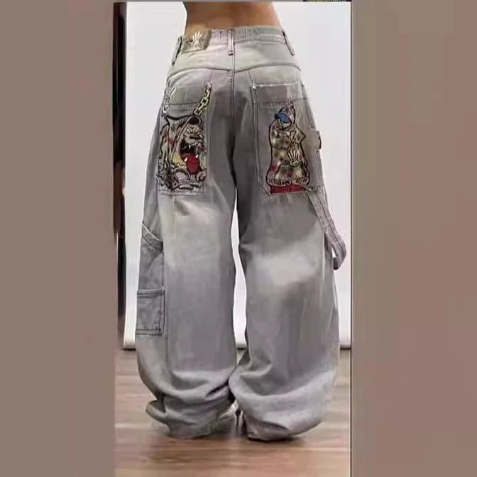 Cargo Jeans Embroidered Back Pockets