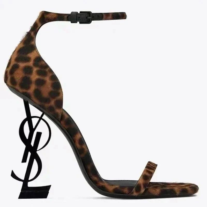 Saint Laurent Tribute Sandal Leopard Calf Hair