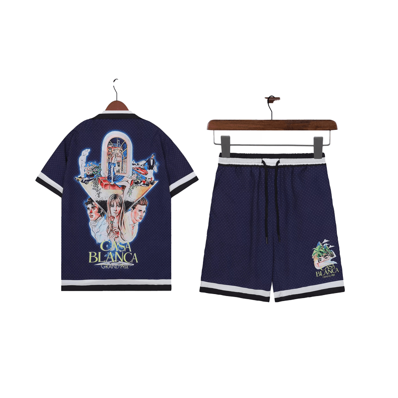 Casablanca Short Sleeve Shirt & Shorts Set Mount Fuji Graphic Print — 22