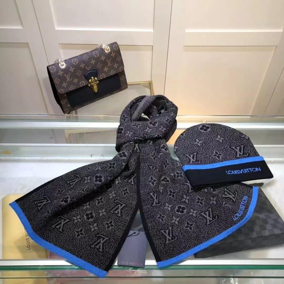 Louis Vuitton Monogram Shine Scarf LV Pattern — T202# 蓝灰色套装