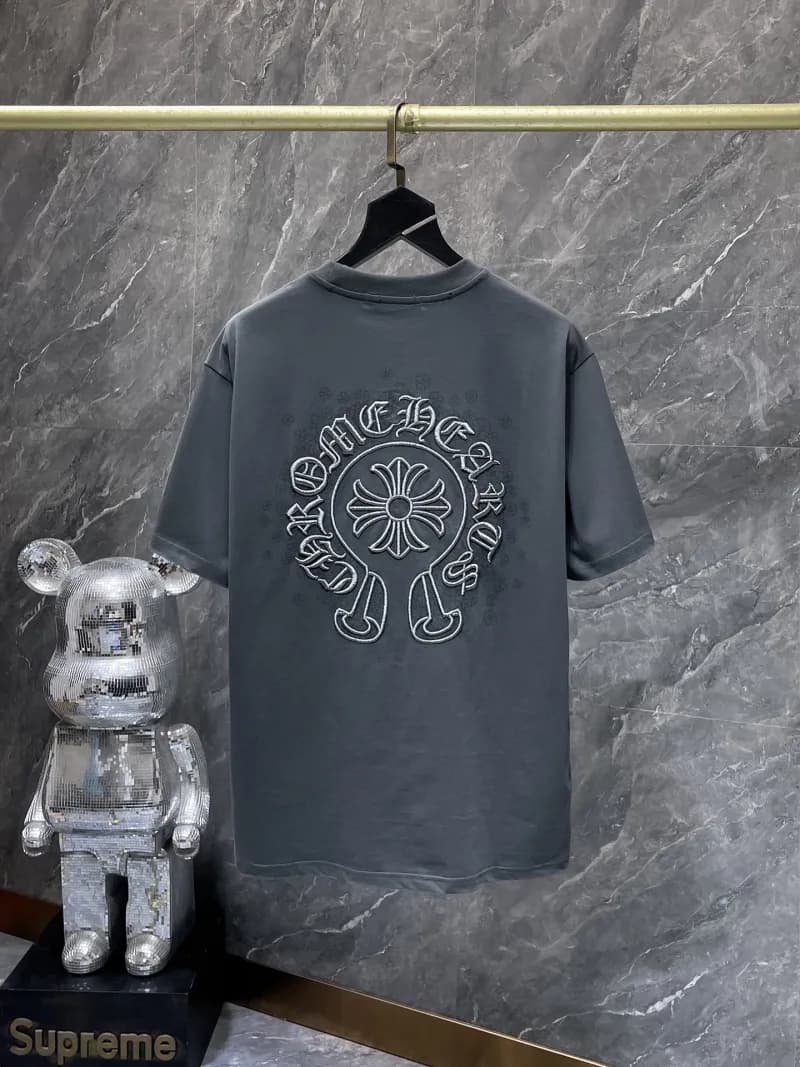 Graphic Tee Chrome Hearts Logo Print — 8989 gray