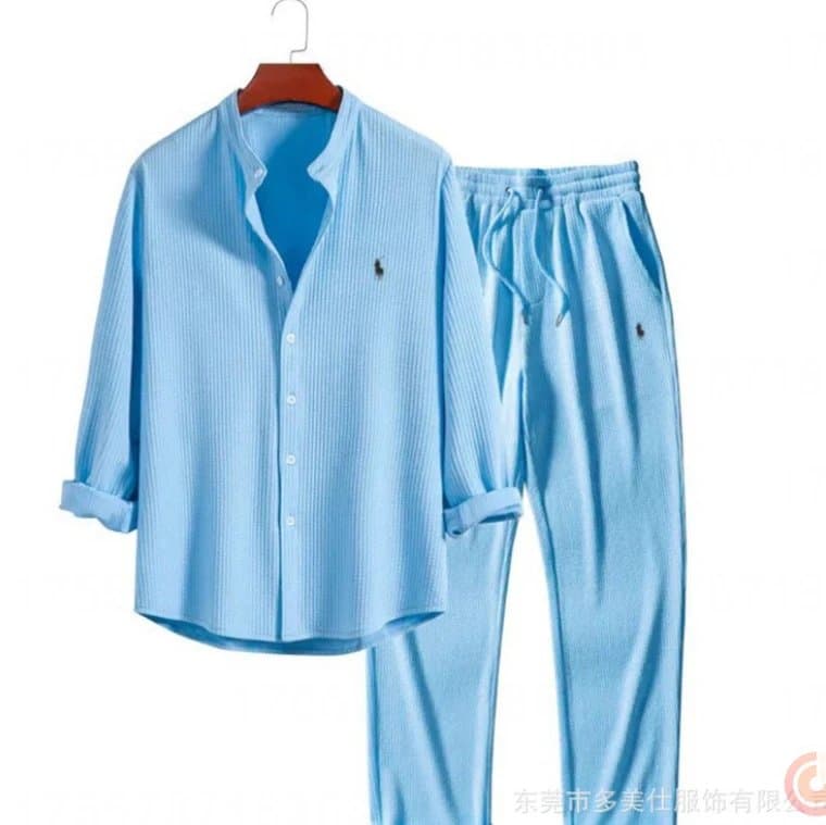 Polo Ralph Lauren Ribbed Shirt and Jogger Set Light Blue
