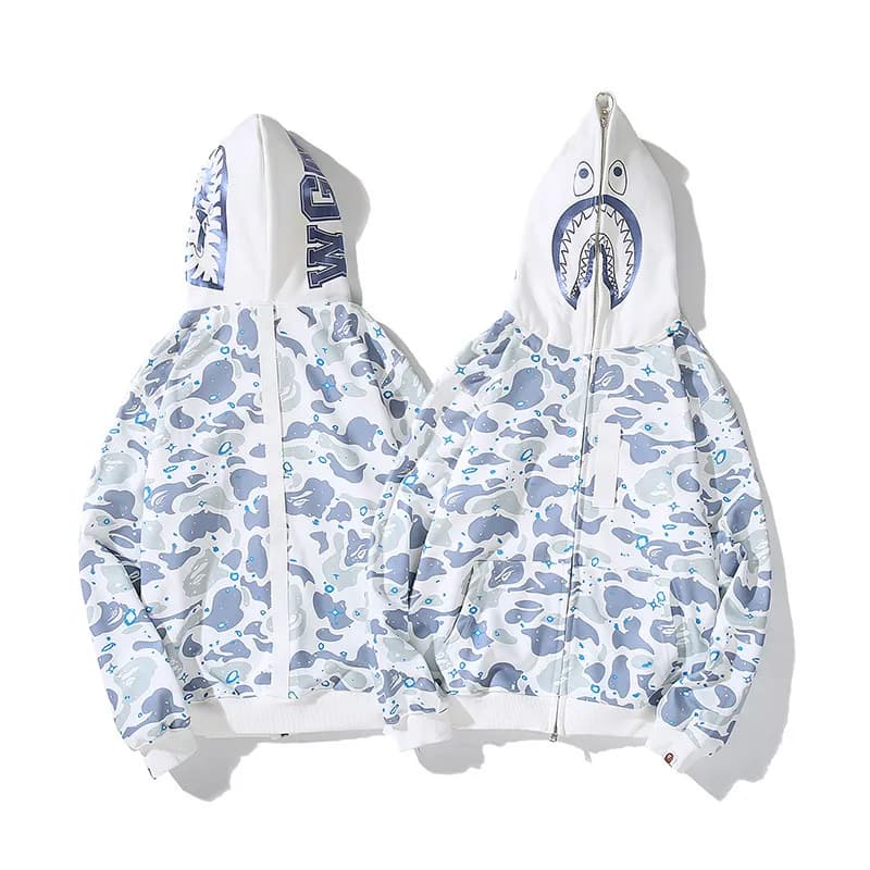 BAPE Full Zip Hoodie Camo Ape Head — 523 white