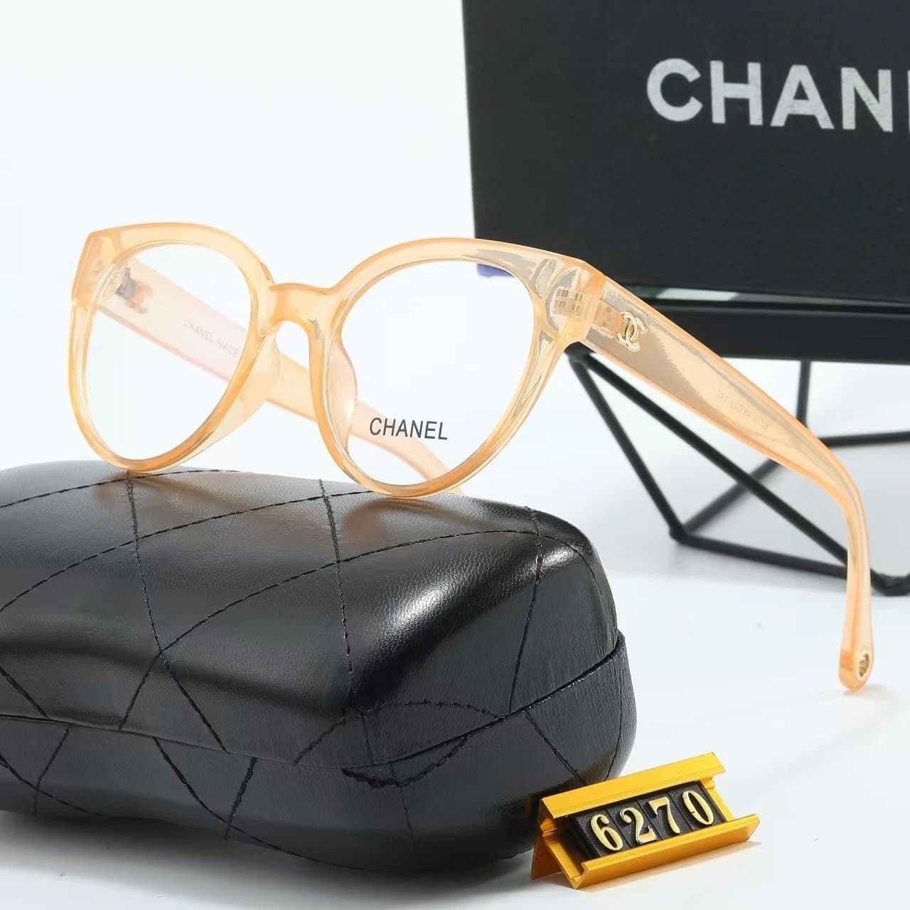 Chanel Square Sunglasses Gradient Lens with Chain Temples — 6270-2