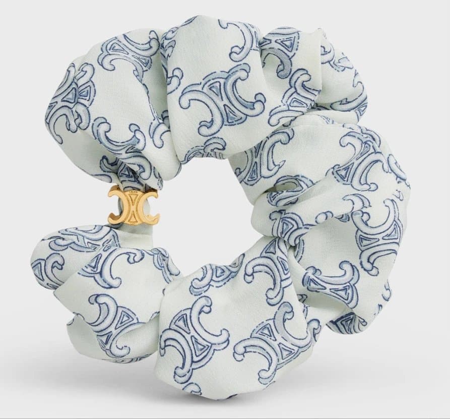Celine Silk Scrunchie Triomphe Logo Print — 青花瓷LOGO