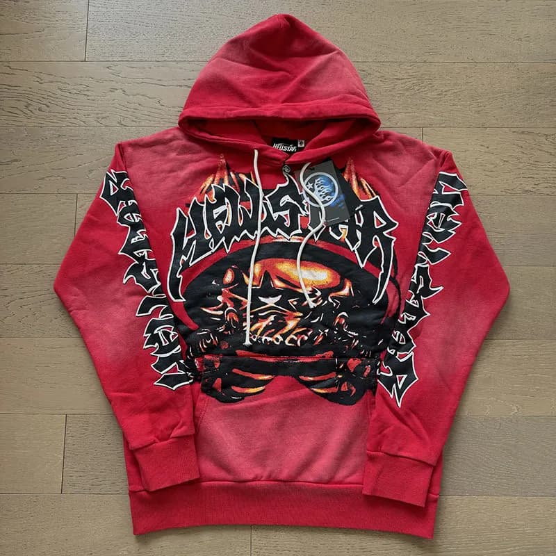 Hellstar Flared Sweatpants Om Symbol Graphic — 2038 红色