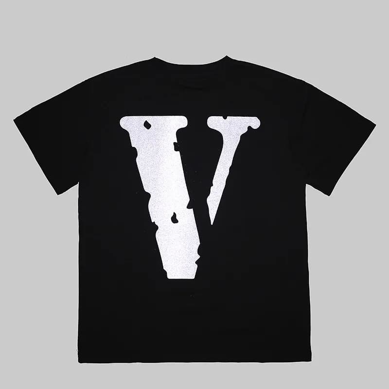 Versace T-Shirt Kiss Print V Logo — 反光 黑