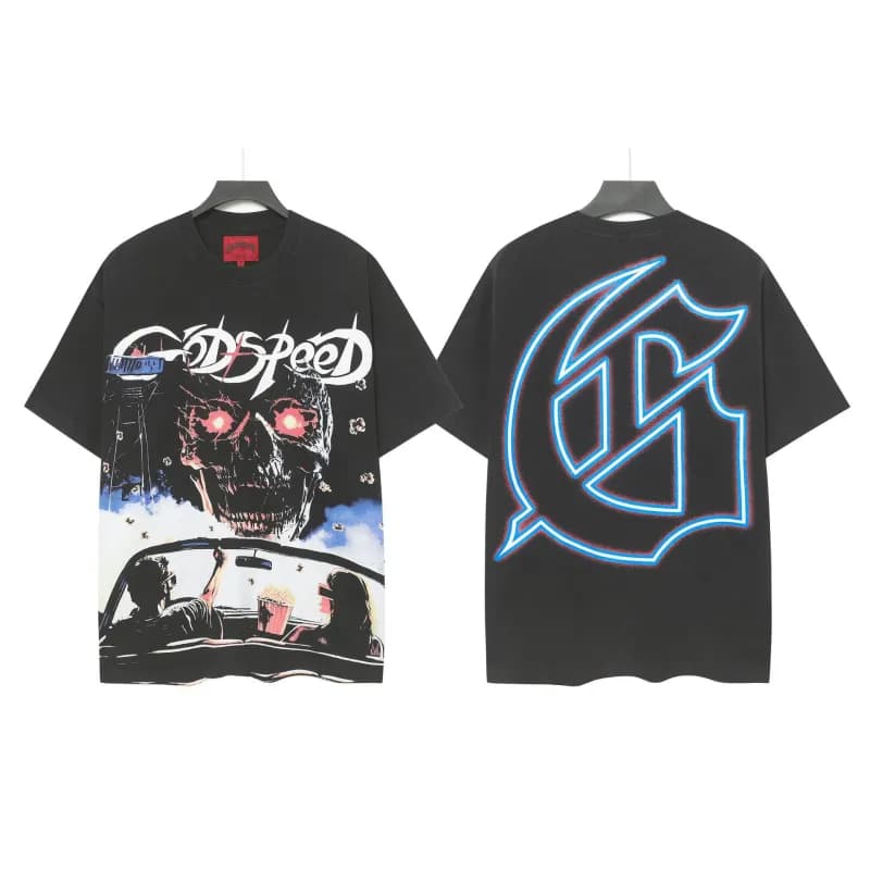 Hellstar Graphic Tee Flame Eye Print — 6091洗水黑