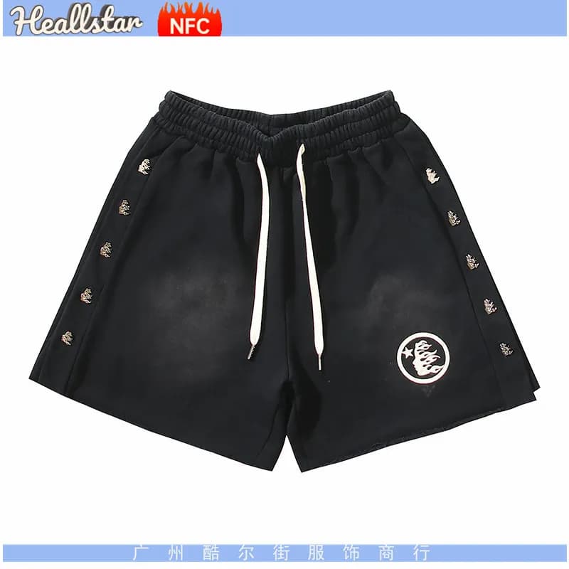 Hellstar Embroidered Shorts Flame Logo Side Stripe