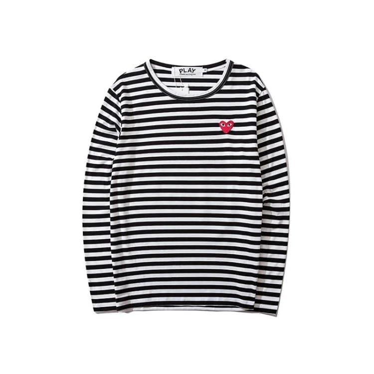 Comme des Garçons Long-Sleeve Stripe Tee Red Heart Logo