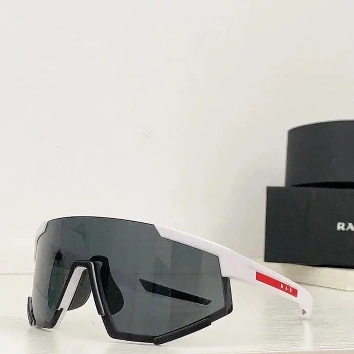 Prada Sport Shield Sunglasses White Frame Silver Mirror Lens — 03-白色