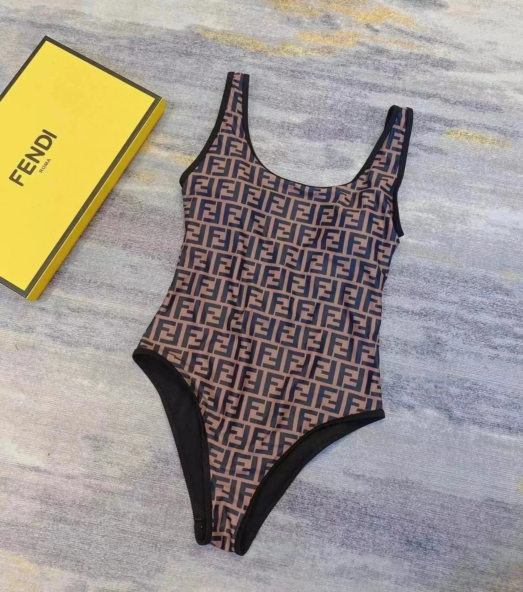 Fendi Monogram Cutout Swimsuit FF Logo Print — 01