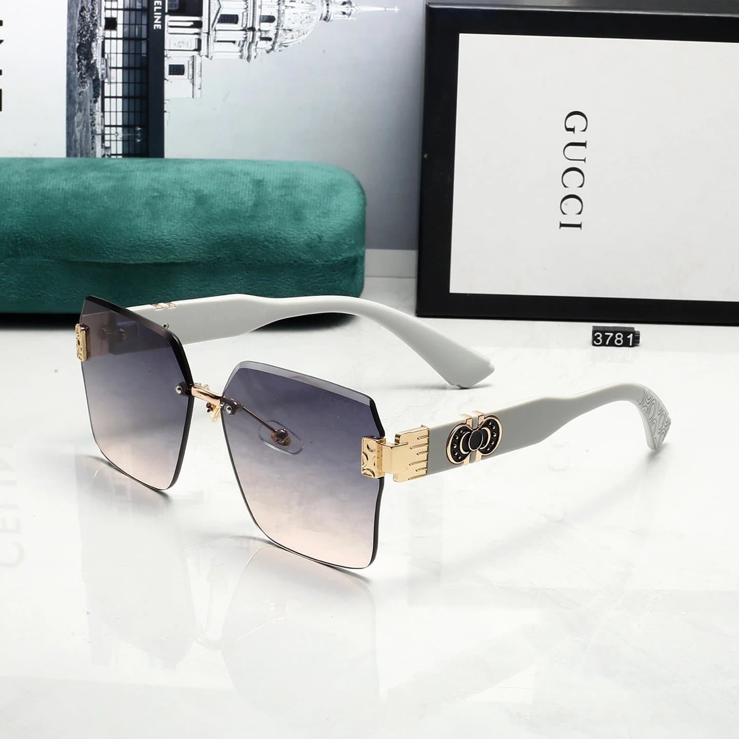 Gucci Square Sunglasses GG Logo Temple — 15