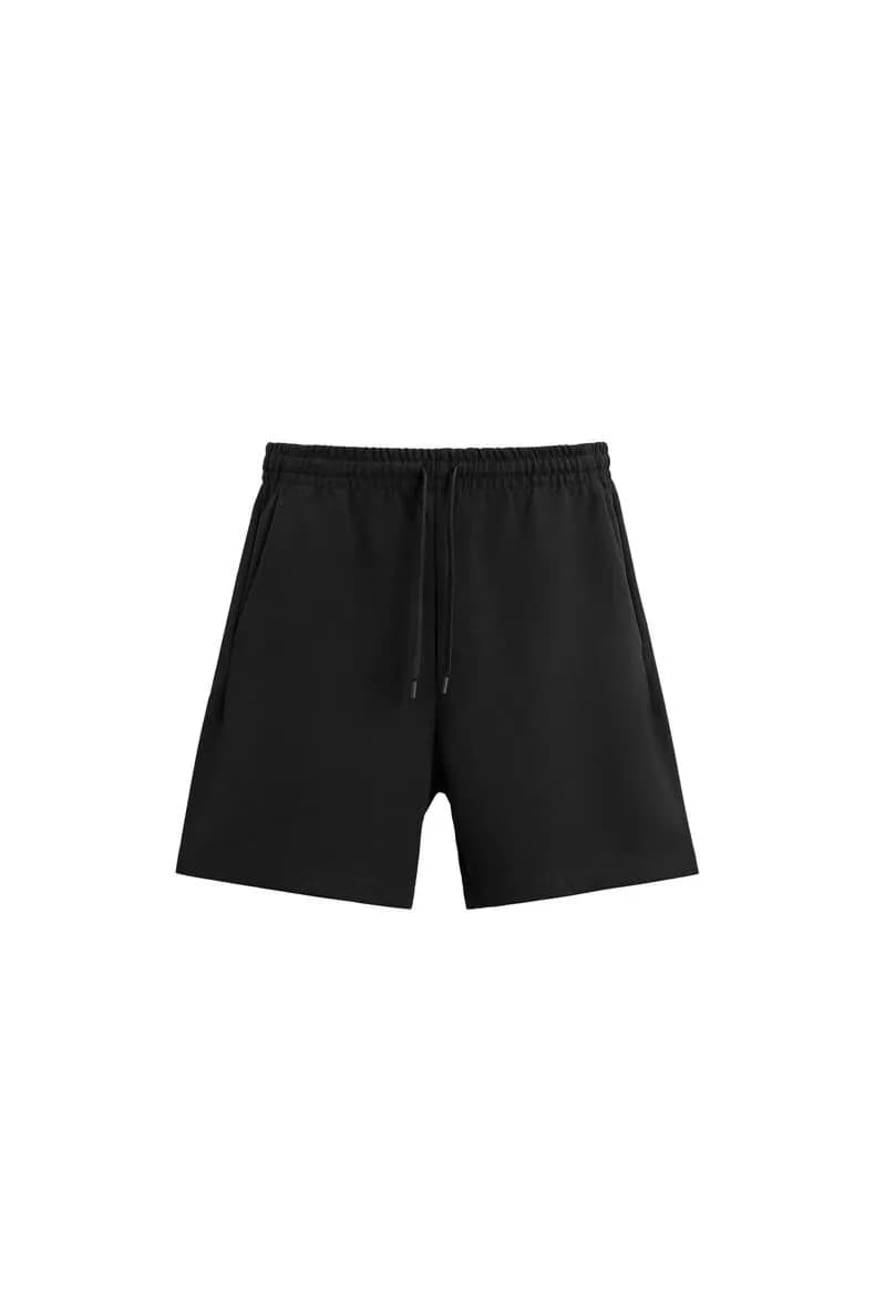 Drawstring Shorts Solid Black