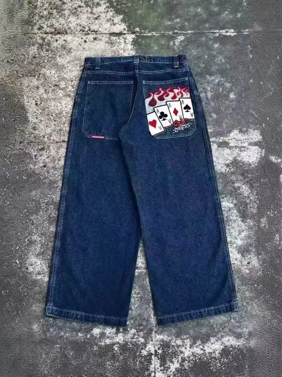 Wide-Leg Jeans Four Aces Flame Patch