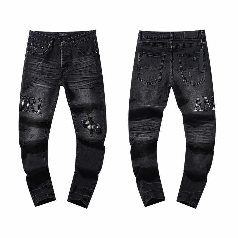 Amiri Distressed Slim Fit Jeans Black Ripped — AM310